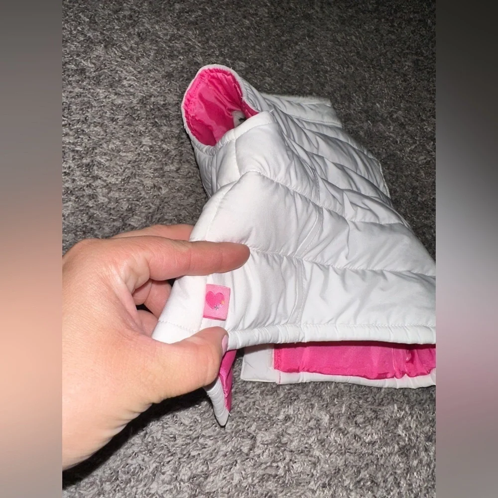 Vintage Baby Pink White Kids OshKosh B’Gosh 3/6 Mo. Puffer Vest Pink